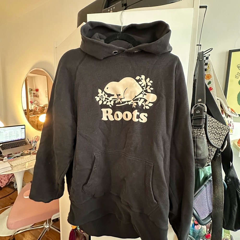 Vintage Roots Washed Black Hoodie with Heritage Patch
